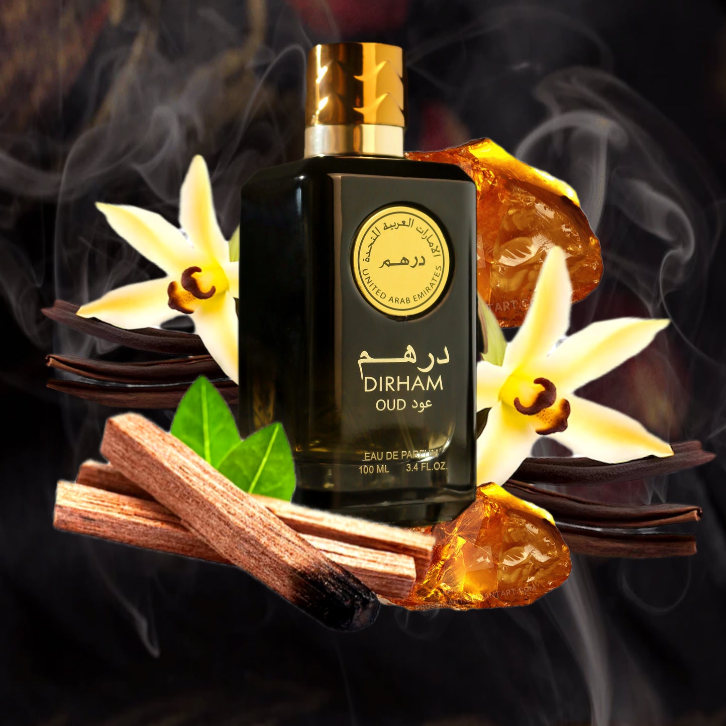 Notes distribution of Dirham oud EDP 3.4 oz 100ml by Deen & Noor.