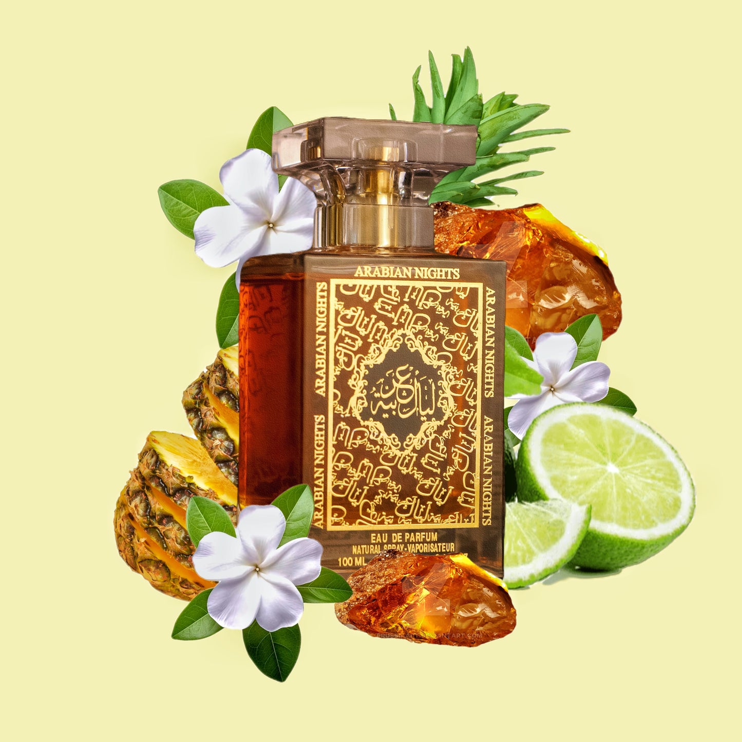 Notes distribution of Arabian nights EDP 3.4 oz 100ml by Deen & Noor. 